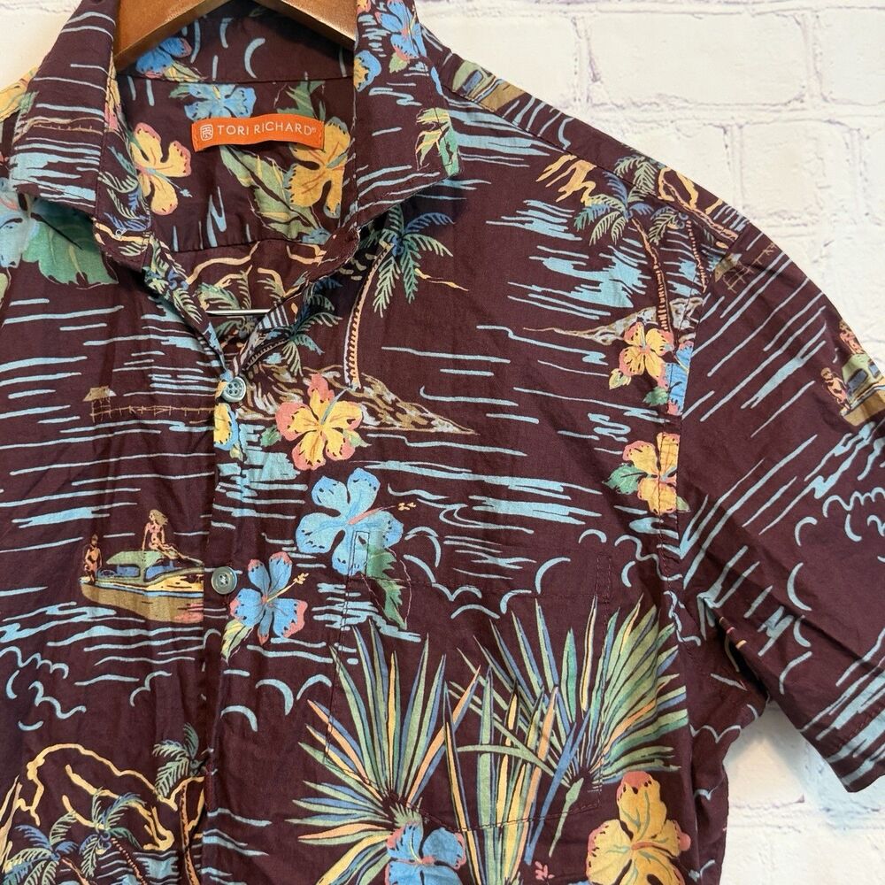 Tori Richard Men’s Small Hawaiian Shirt 100% Cotton Lawn Made in Hawaii Scenic